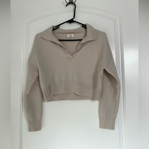Wilfred Aritzia Clara Merino wool Polo Collared Sweater size medium preppy - Picture 4 of 11